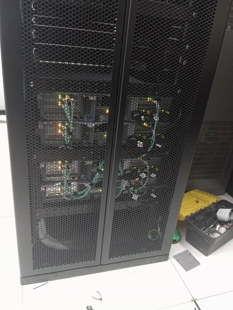Fiber-optic exchange room, end to end
